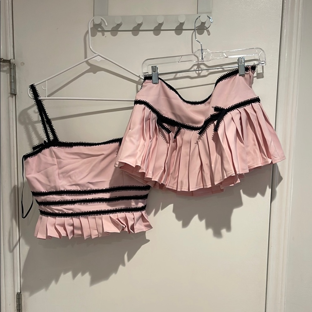 Forever 21 Pink and Black Skirt Set